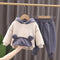 Winter children's hooded sweater suit two-piece set